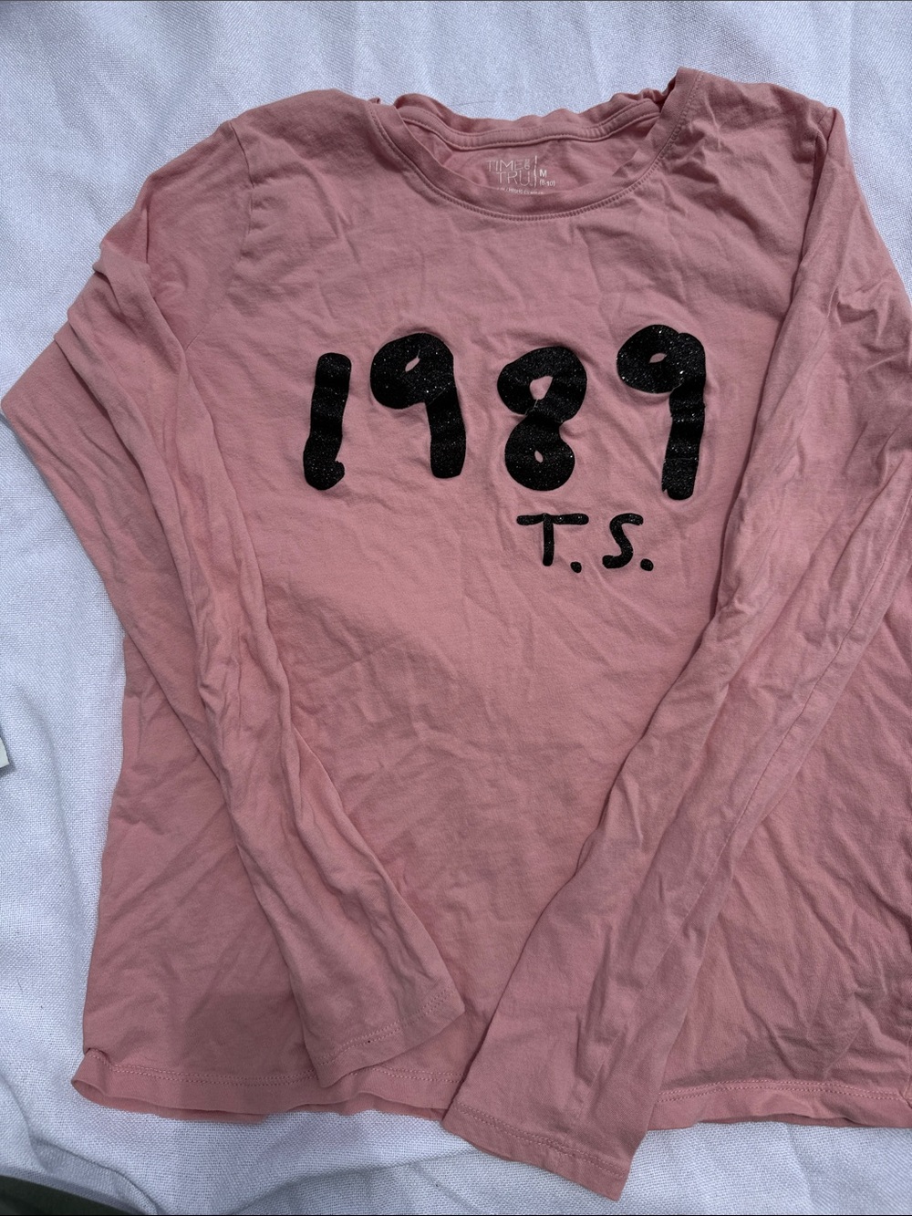 Time and Tru Pink Long Sleeve 1989 Graphic Tee
